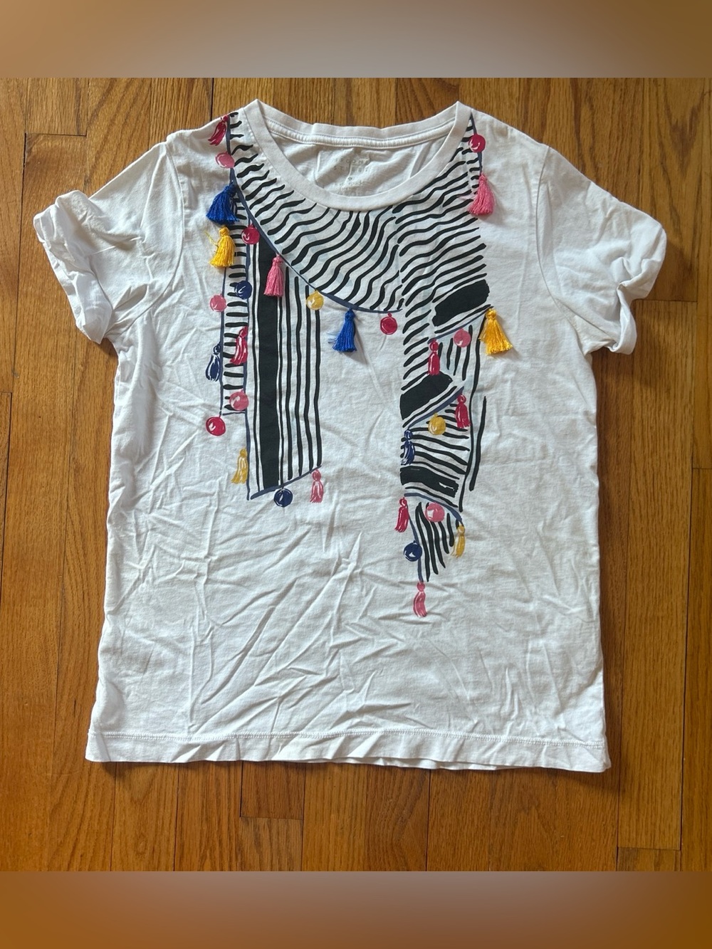 kate spade White Short-Sleeve Tee with Tassel Graphic